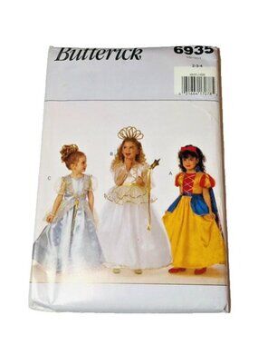 Vintage Butterick Sewing Pattern 6935 Girls Costume Princess Sz 2-4 Uncut